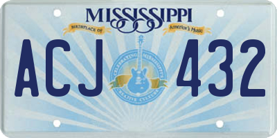 MS license plate ACJ432