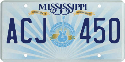 MS license plate ACJ450