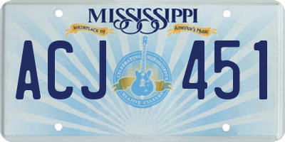 MS license plate ACJ451