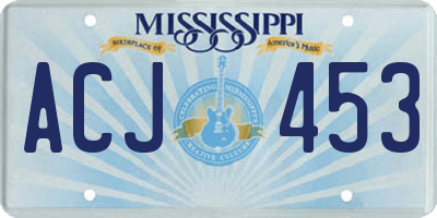 MS license plate ACJ453