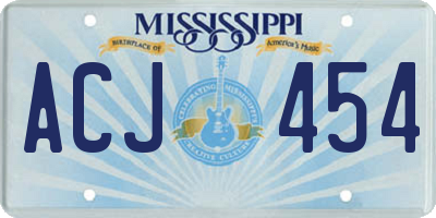 MS license plate ACJ454