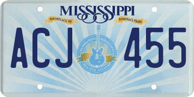 MS license plate ACJ455
