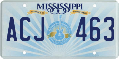 MS license plate ACJ463