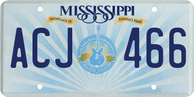 MS license plate ACJ466