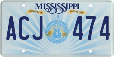 MS license plate ACJ474