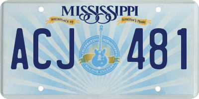 MS license plate ACJ481
