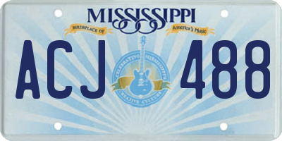 MS license plate ACJ488