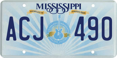 MS license plate ACJ490