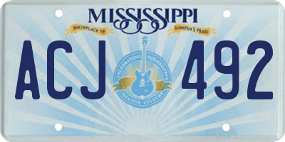 MS license plate ACJ492