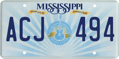 MS license plate ACJ494
