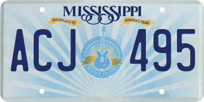 MS license plate ACJ495