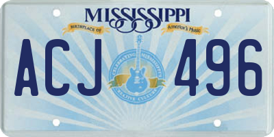 MS license plate ACJ496