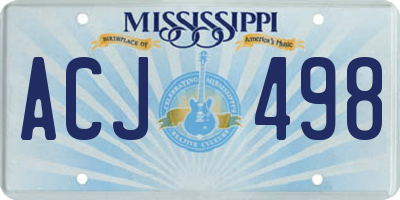 MS license plate ACJ498