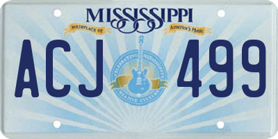 MS license plate ACJ499