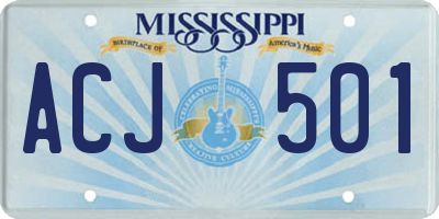 MS license plate ACJ501