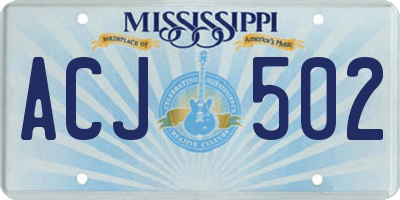 MS license plate ACJ502