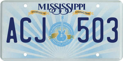 MS license plate ACJ503