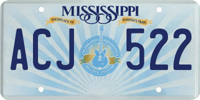 MS license plate ACJ522