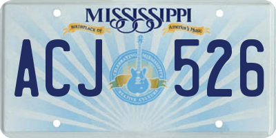 MS license plate ACJ526