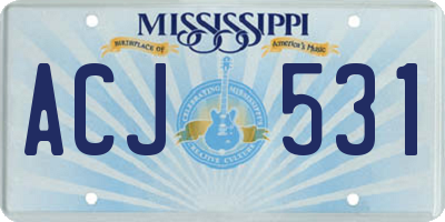 MS license plate ACJ531