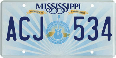 MS license plate ACJ534