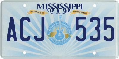 MS license plate ACJ535
