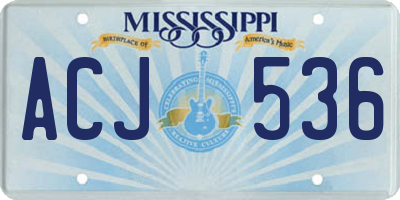 MS license plate ACJ536