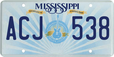 MS license plate ACJ538