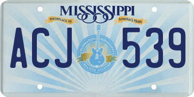 MS license plate ACJ539
