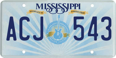 MS license plate ACJ543