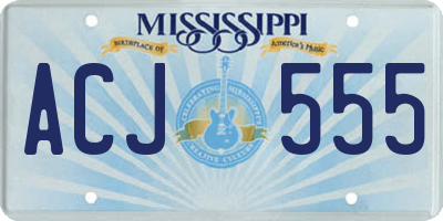 MS license plate ACJ555