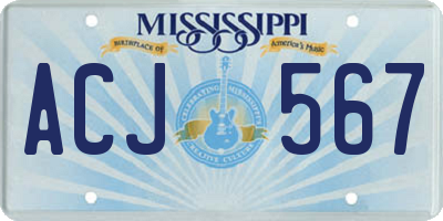 MS license plate ACJ567