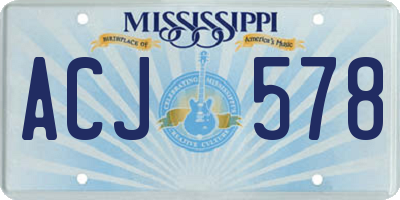 MS license plate ACJ578