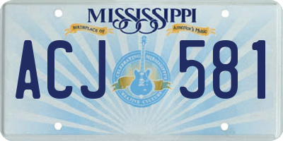 MS license plate ACJ581