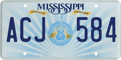 MS license plate ACJ584