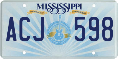 MS license plate ACJ598