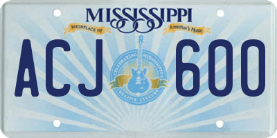 MS license plate ACJ600