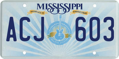 MS license plate ACJ603