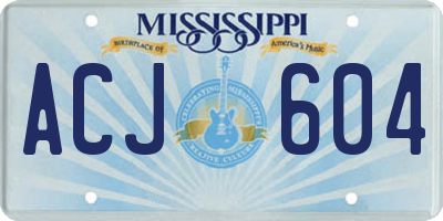 MS license plate ACJ604