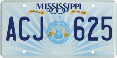 MS license plate ACJ625