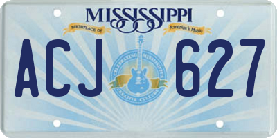 MS license plate ACJ627