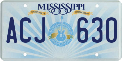 MS license plate ACJ630