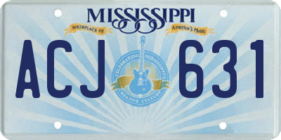 MS license plate ACJ631