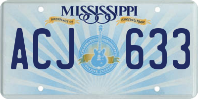 MS license plate ACJ633