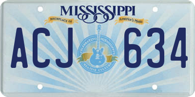 MS license plate ACJ634