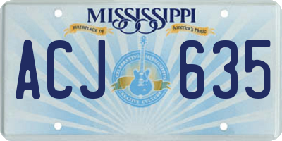 MS license plate ACJ635