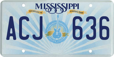 MS license plate ACJ636