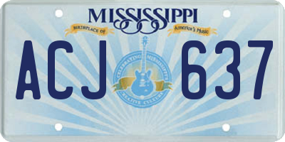 MS license plate ACJ637