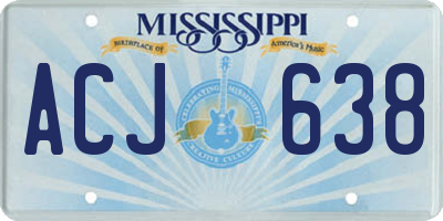 MS license plate ACJ638