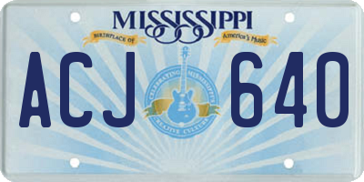 MS license plate ACJ640